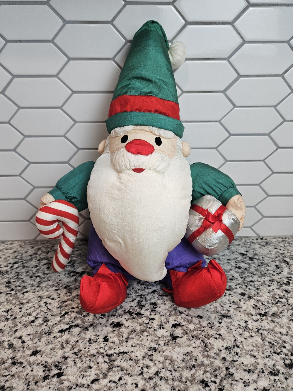 Vintage Parachute Style Plush Santa Gnome